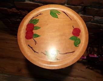Large hand painted wood tray, round wood tray, tableware, centerpiece wooden décor, 1950’s, Morethebuckles, wood platter, wood tray, tray