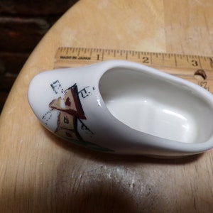 Vintage mini hand painted ceramic Dutch shoe, mini clog, RARE windmill Dutch shoe, mini clog, Miniature ceramic clog, Morethebuckles