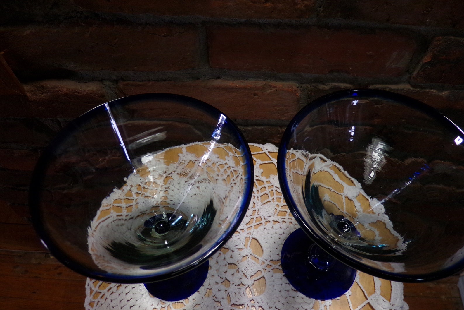 Hand Blown Recycled Glass Margarita Glass Set Blown Glass Etsy