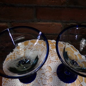NOVICA Hand Blue Recycled, 10 Oz "Cancun Night Blown Wine - View #13