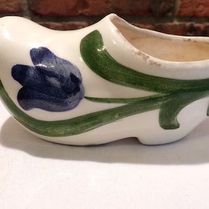 Vintage Delft Blue Ceramic Dutch Clog Shoe Hand Painted Blue Planter Light Blue, 1950&#39;s shoe planter, rare, clog planter, Morethebuckles