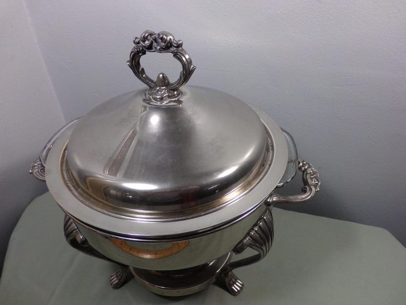 Vintage 1978 Leonard Silver Plated Food Warmer W/ Lid, Glass Bowl ...