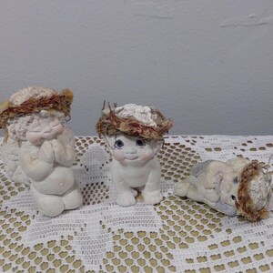Vintage 1991 Dreamsicles Chalkware Cherubs, Vintage cherubs, 3 Vintage Handcrafted Mini Dreamsicles by Kristin Cherubs, Morethebuckles