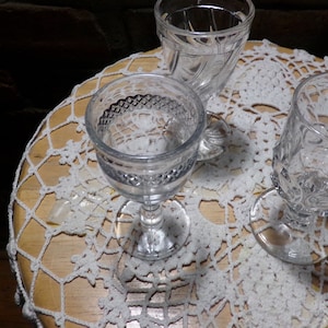 Vintage clear glass stemmed cordial sherry glasses, 1960&#39;s barware, 3 stemmed glass cordial glasses, Morethebuckles