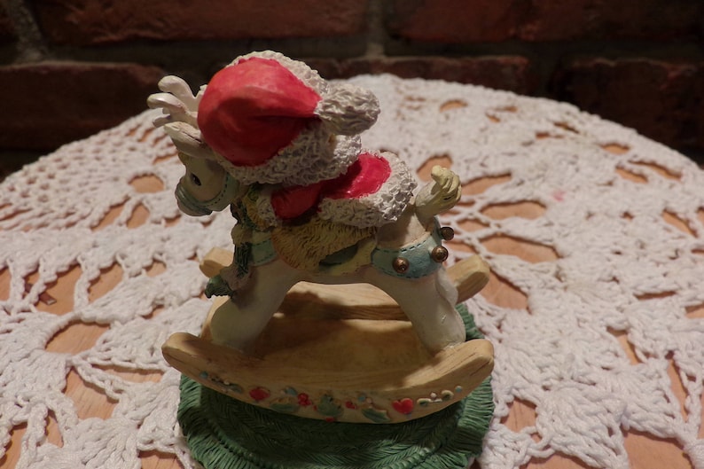 Rocking horse Cherished Teddies 1992 Cherished Teddies Cherished Teddies Christmas Figurine Bear on rocking horse Morethebuckles