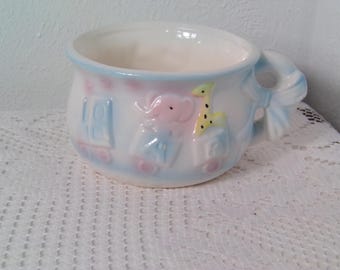 Vintage Rubens Originals Planter/Pot/Cup, Blocks Elephant, Giraffe Elephant Pastel Colors Baby Room Storage, 1950&#39;s,  Morethebuckles