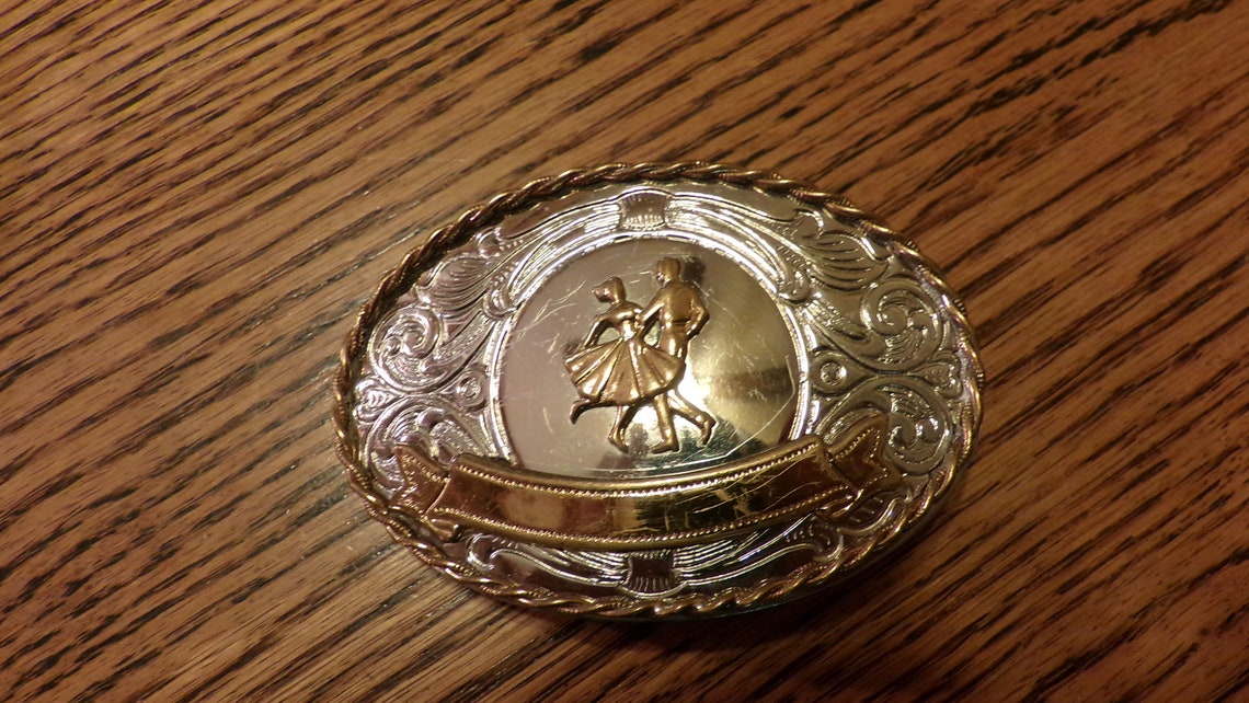 Vintage Nickel Silver Belt Buckle 1960s Dancing Belt Buckle Etsy