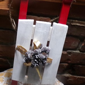 Decorative Christmas sled, sled wall hanging, 14” decorated wooden sled, Christmas Centerpiece, Christmas wall décor, Morethebuckles