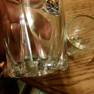 Vintage gold rimmed shot glass with pirate ship, nautical tall shot glass RARE sailboat shots, whiskey glass, highball glass, Morethebuckles