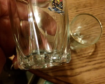 Vaso de chupito vintage con borde dorado, decoración náutica de barco pirata