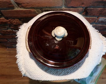 1960s USA Brown Glasierte Keramik Deckelbohnentopf, glasierte Keramik Deckeltopf, Glasierte Keramik Auflaufform, Morethebuckles, Steinzeug
