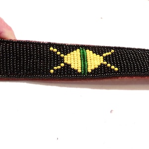 Vintage Southwestern beaded leather belt, Size 32 western belt, Hand beaded belt, Beaded belt, Cowgirl belt, Morethebuckles, blue green