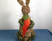 Woven Grapevine Rabbit Figurine with Carrot 19” High, Easter Spring Decor, Morethebuckles