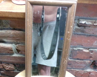 Wood Frame Slim Mirror, vintage wood framed wall mirror, narrow wooden mirror, 13" Rectangle Mirror, Accent Mirror, Morethebuckles