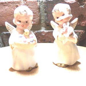Norcrest angel, Rare 1950’s Norcrest Easter Basket angel Figurine, rare Norcrest angel figurines, Porcelain angels, Morethebuckles