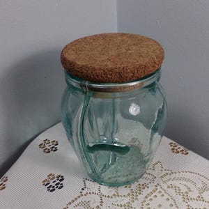 Vintage Green Glass triple divided jar with cork lid Made in Italy, Rare Italian Jar, Morethebuckles, Rare Italian Lidded Jar