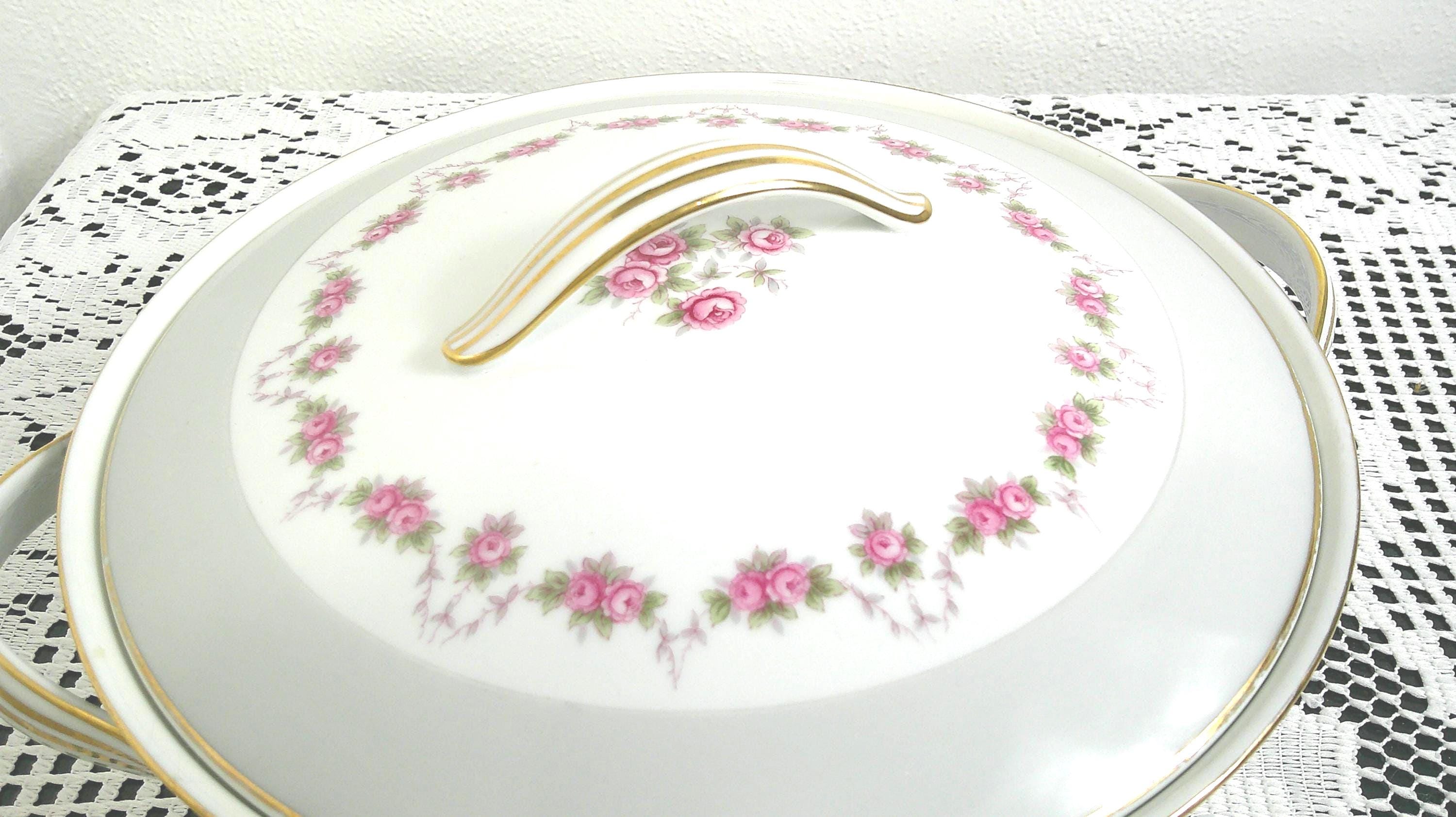 Vintage Noritake China Glen Rose 5206 Round Covered Dish, 1950's