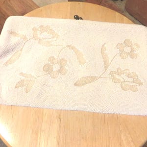 Vintage Hand Made Walborg Beaded Clutch Bag Made in Belgium, Belgian White Beaded Evening Bag, hand beaded clutch Morethebuckles, 1950&#39;s