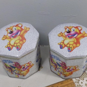 Vintage Cartoon Bear Unicorn Rainbow Tin, Cartoon Bear and Rainbow Tins Set, Morethebuckles
