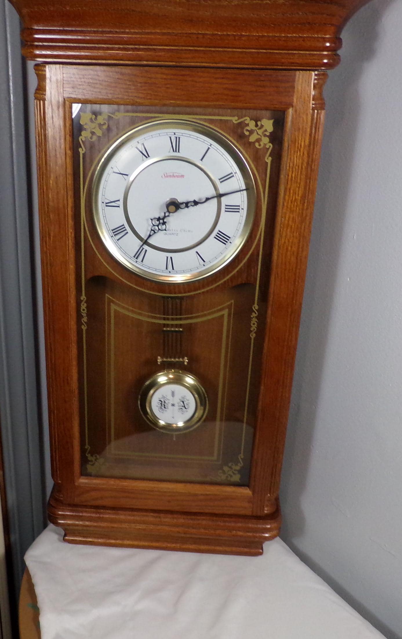 Vintage Sunbeam Westminster Pendulum Chime Clock, 1980's Mantel