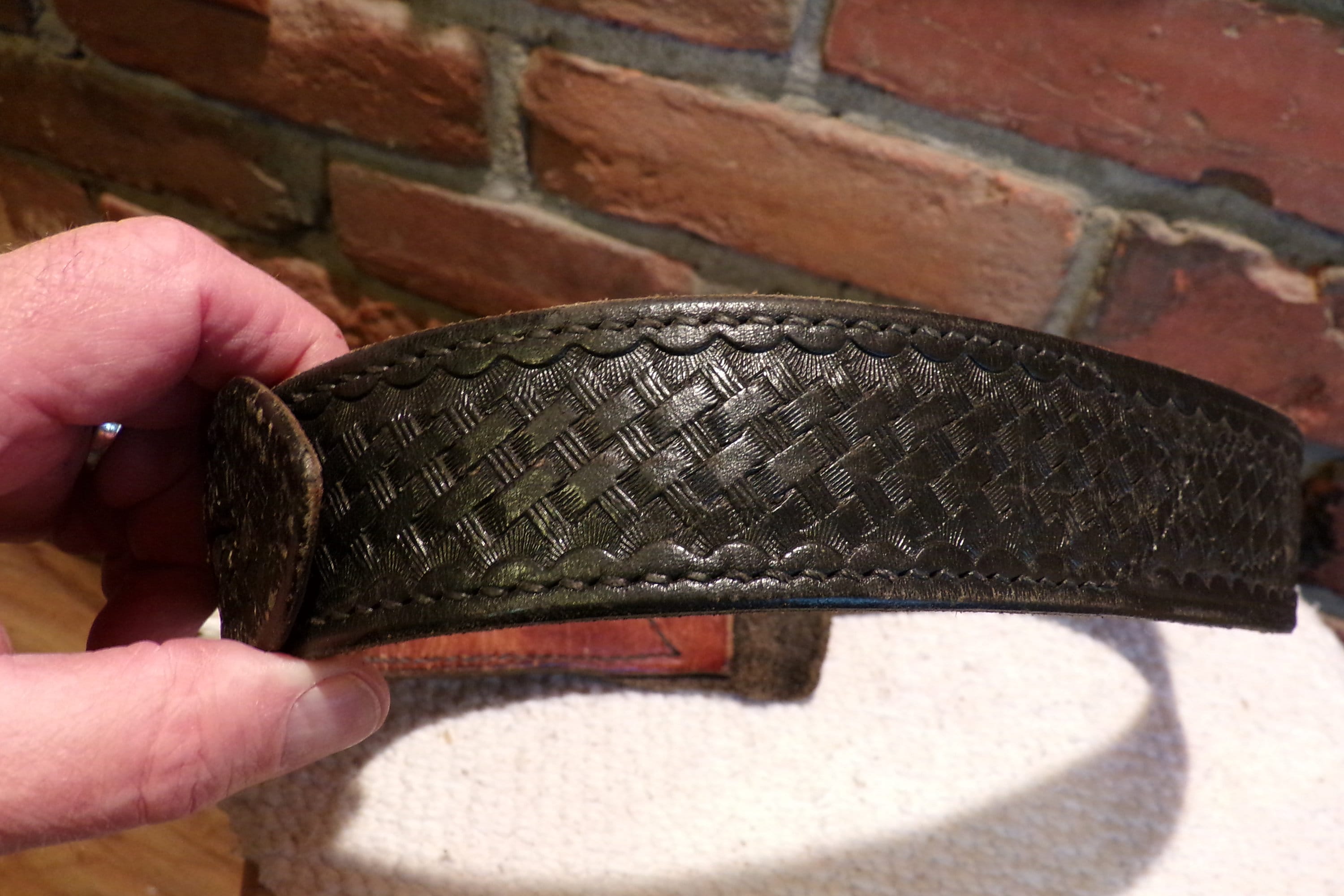 Tex Shoemaker and Sons Leather Police Duty Belt. Basketweave