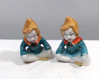 Duendes de cerámica, miniduendes de cerámica vintage de 2,5 pulgadas de la década de 1950, juego de duendes japoneses, juego de duendes, Morethebuckles, duende de cerámica