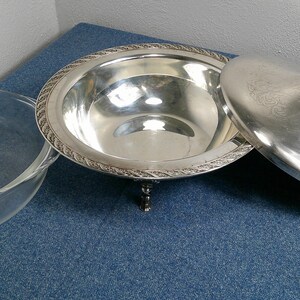Vintage WM Rogers Silverplate Footed Tureen, Spring Flowers Pattern 1950's image 1