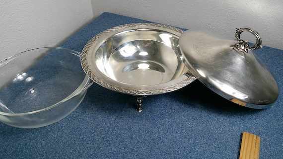 Vintage WM Rogers Silverplate Footed Tureen, Spring Flowers Pattern 1950's