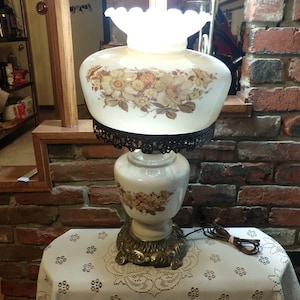 Vintage Gone With The Wind Hurricane 3-Way Table Lamp Brass Base 22&quot;, 1940’s Large Hurricane Lamp, 3 Way Lighting, Morethebuckles