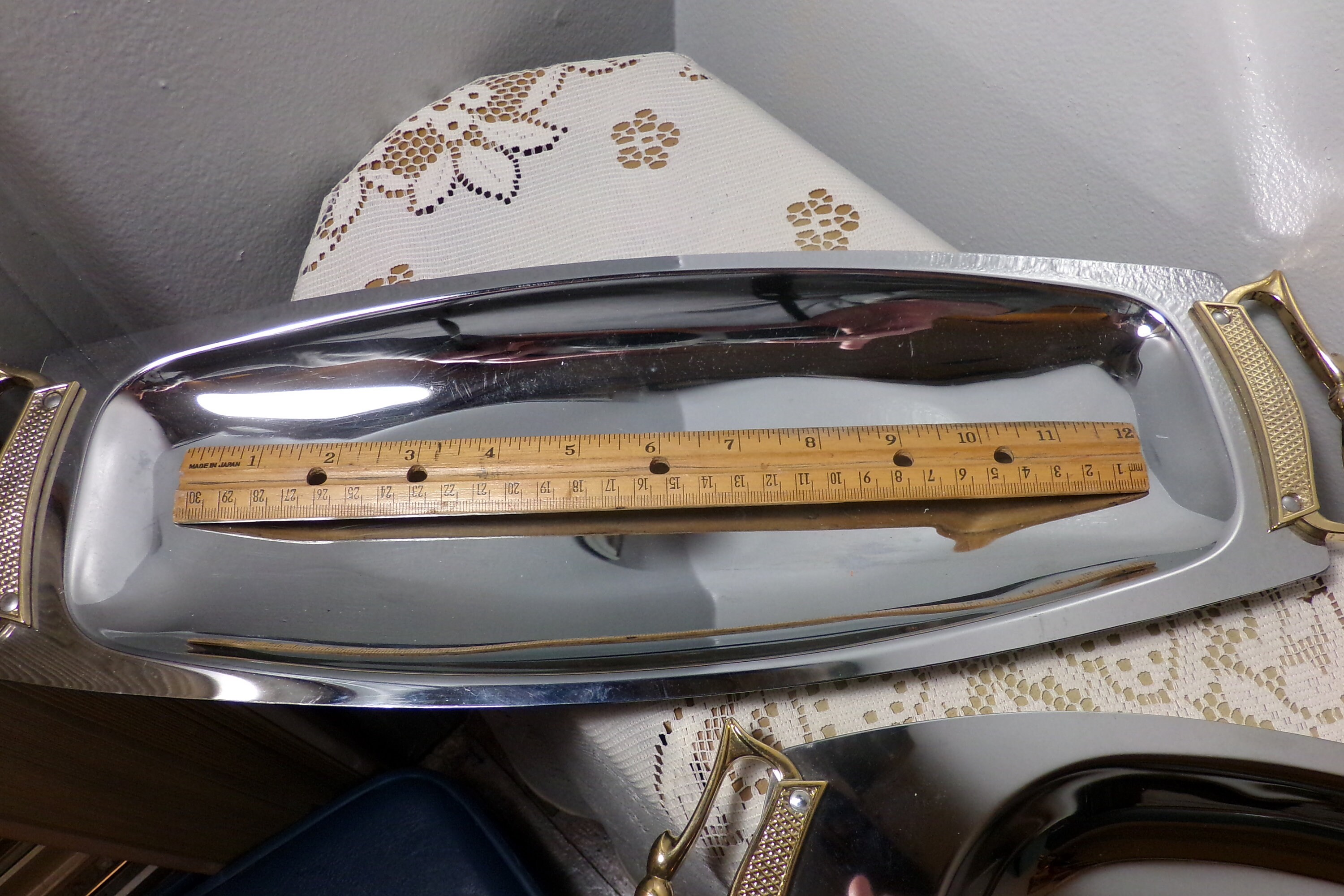 ヴィンテージ クロメックス クローム サービングトレイセット ハンドル