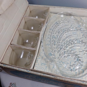 Vintage Federal Glass Co Crystal Lunch Set Plate and Cup, 1940’s NOS Hospitality hostess  lunch set, Morethebuckles