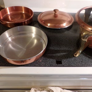 Vintage Brass and Copper Chafing or Fondue Dish, 4 piece Copper Chafing Dish Pan Food Warmer,  Copper & Brass Chafing, Morethebuckles