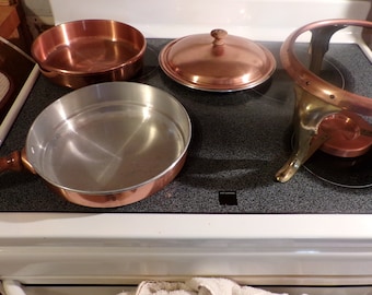 Vintage Brass and Copper Chafing or Fondue Dish, 4 piece Copper Chafing Dish Pan Food Warmer,  Copper & Brass Chafing, Morethebuckles