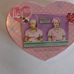 TV-Episode Lucy Schokolade Fabrik ich liebe Lucy Lucille Ball Herz geformte Box, selten versiegelt Ich liebe Lucy Pralinen, Morethebuckles