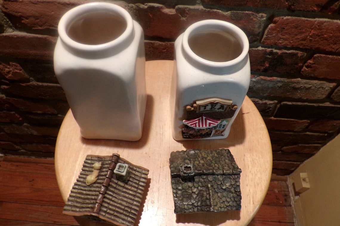 Vintage House Shaped Canisters Ceramic House Shaped Tea Etsy Australia