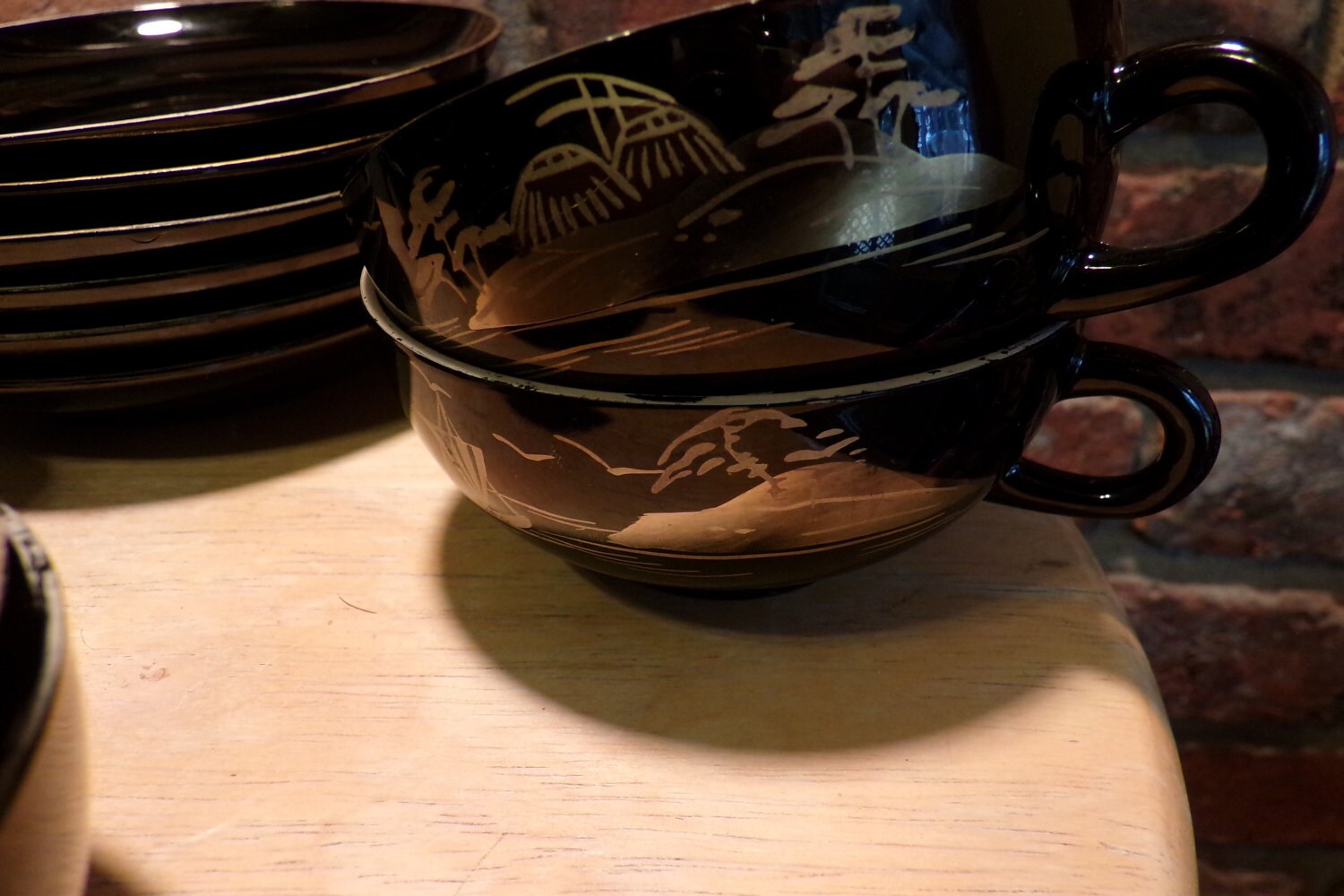 Vintage Japanese Black & Gold Lacquer Tea Set for 6 Cups Etsy