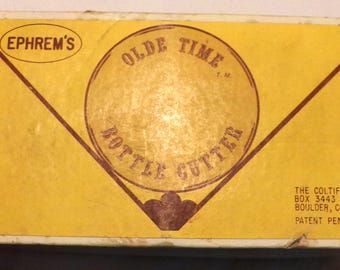 Vintage Ephrems Olde Time flessensnijderkit, Ephrems-flessensnijder in doos, Patent Vintage flessensnijder, Morethebuckles, jaren 1970