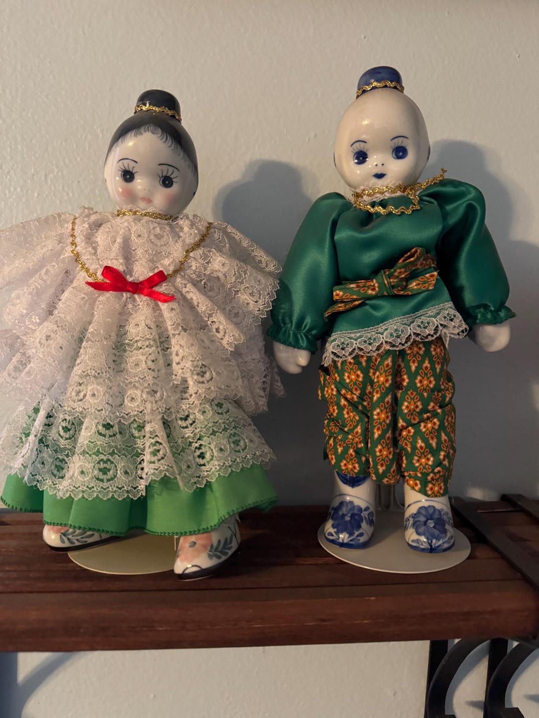 Pair of Vintage Ceremonial Asian/chinese Dolls With Porcelain Head