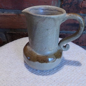 Vintage Stoneware Pottery Pitcher Vase, Brown Hues Creamer image 1
