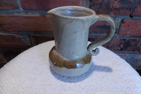 Vintage Stoneware Pottery Pitcher Vase, Brown Hues Creamer