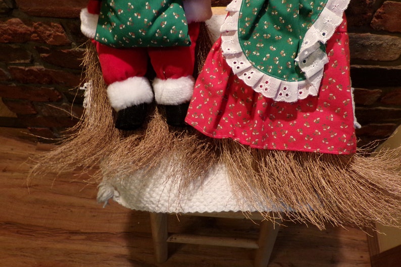 Vintage Santa and Mrs Claus Straw Broom Dolls Clause Dolls 1980\u2019s Santa and Mrs Vintage Christmas Morethebuckles 1980\u2019s Christmas