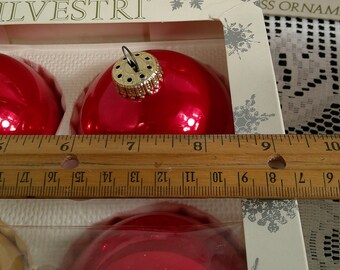 Vintage Silvestri Glass Tree Ornaments, 12 1970's Red Gold 3.5
