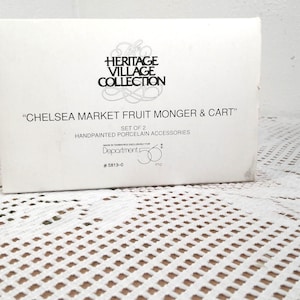 Vintage Original Dept 56 1995 Heritage Village Accessories ,Village Chelsea Market Fruit Monger and Cart, Morethebuckles