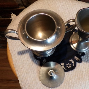 1930&#39;s Brewster Pewter Cream and Sugar set, Rare Brewster 4501 pewter cream and sugar, 1930&#39;s  Rare pewter cream and sugar, Morethebuckles