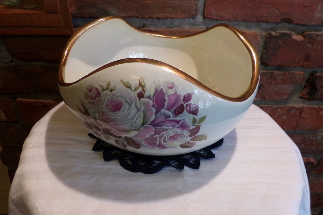 Vintage Ceramic Fluted Bowl, Roses Fluted Bowl, Table Bowl, Décor Bowl ...