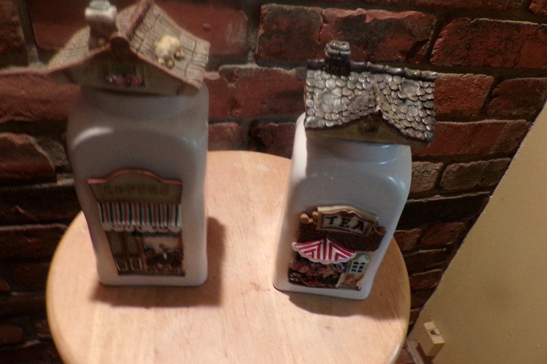 Vintage House Shaped Canisters Ceramic House Shaped Tea Etsy