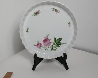 Plato vintage de porcelana Christineholm para tarta de quiche con estampado de rosas rosas, Morethebuckles, plato para tarta de rosas