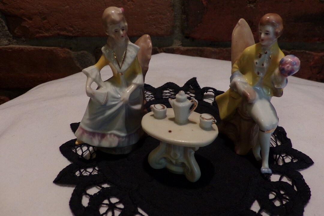 1920's Antique German Figurines, Victorian Miniature Statues, Antique