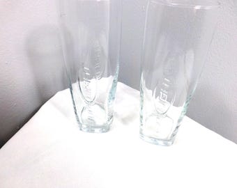 Vintage Retired Bud Light 7 Inch Tall Embossed Logo Pint Glasses, Collectible Budweiser, Morethebuckles, Bud Light Bar Glass Set