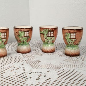 Vintage 1940&#39;s Occupied Japan Double Egg Cups, Farmhouse Style Egg cup, Rare 1940’s Egg Cups, Morethebuckles, Hand painted egg cups